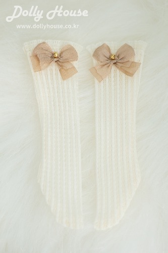 [26 child] Lace half stockings - Ivory (Beige Ribbon 7 mm) [Shipped right away]